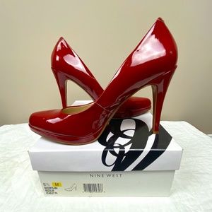 Nine West Red Patent Leather 4 inch heels Size 8.5